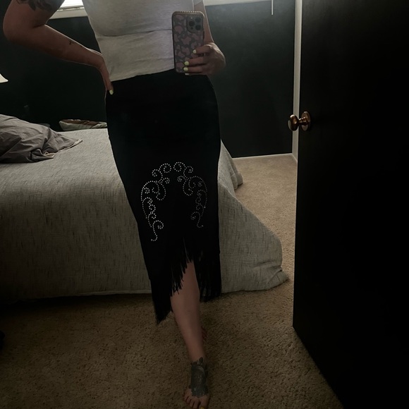 Vintage Boho Western Fringe High Low Skirt - Picture 4 of 16